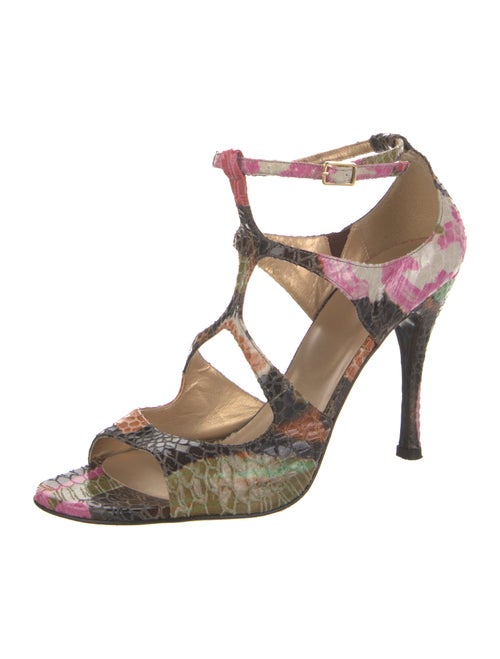 Stuart Weitzman Leather Animal Print T-Strap Pumps