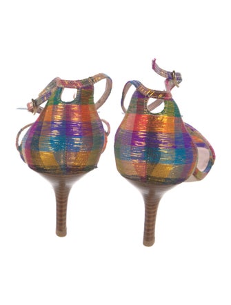 Stuart Weitzman Animal Print Glitter Accents Sandals