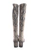 Stuart Weitzman Embossed Leather Animal Print Boots
