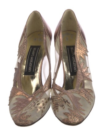 Stuart Weitzman Leather Floral Print D'Orsay Pumps