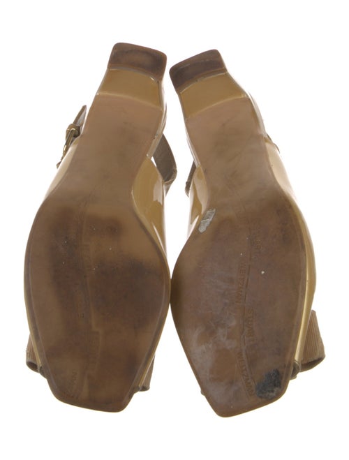 Stuart Weitzman Patent Leather Bow Accents Slingback Sandals