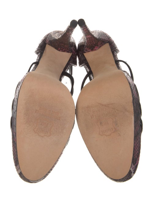 Stuart Weitzman Embossed Leather Animal Print T-Strap Pumps