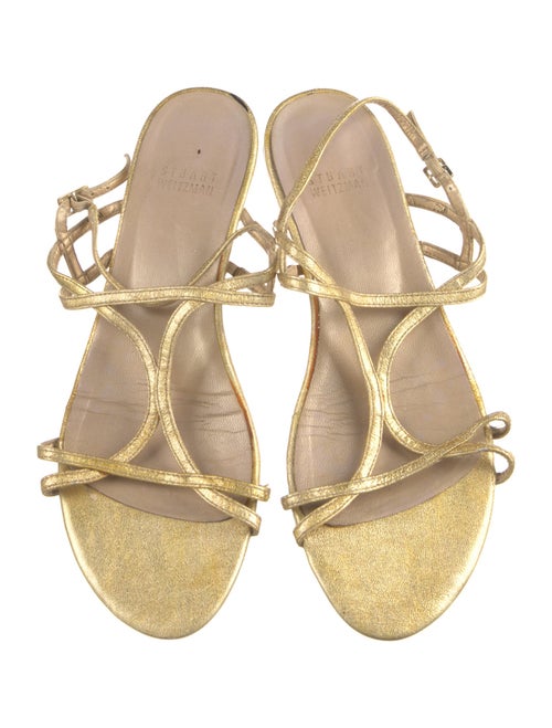 Stuart Weitzman Leather Animal Print T-Strap Sandals