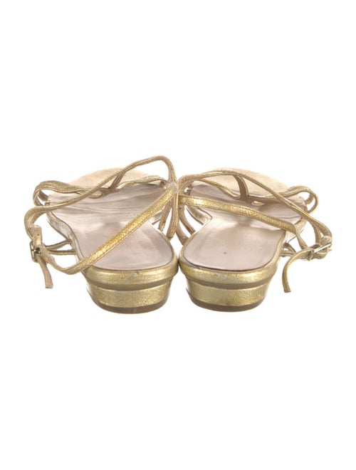 Stuart Weitzman Leather Animal Print T-Strap Sandals