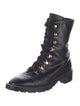 Stuart Weitzman Leather Chain-Link Accents Combat Boots