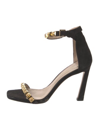 Stuart Weitzman Suede Studded Accents Sandals