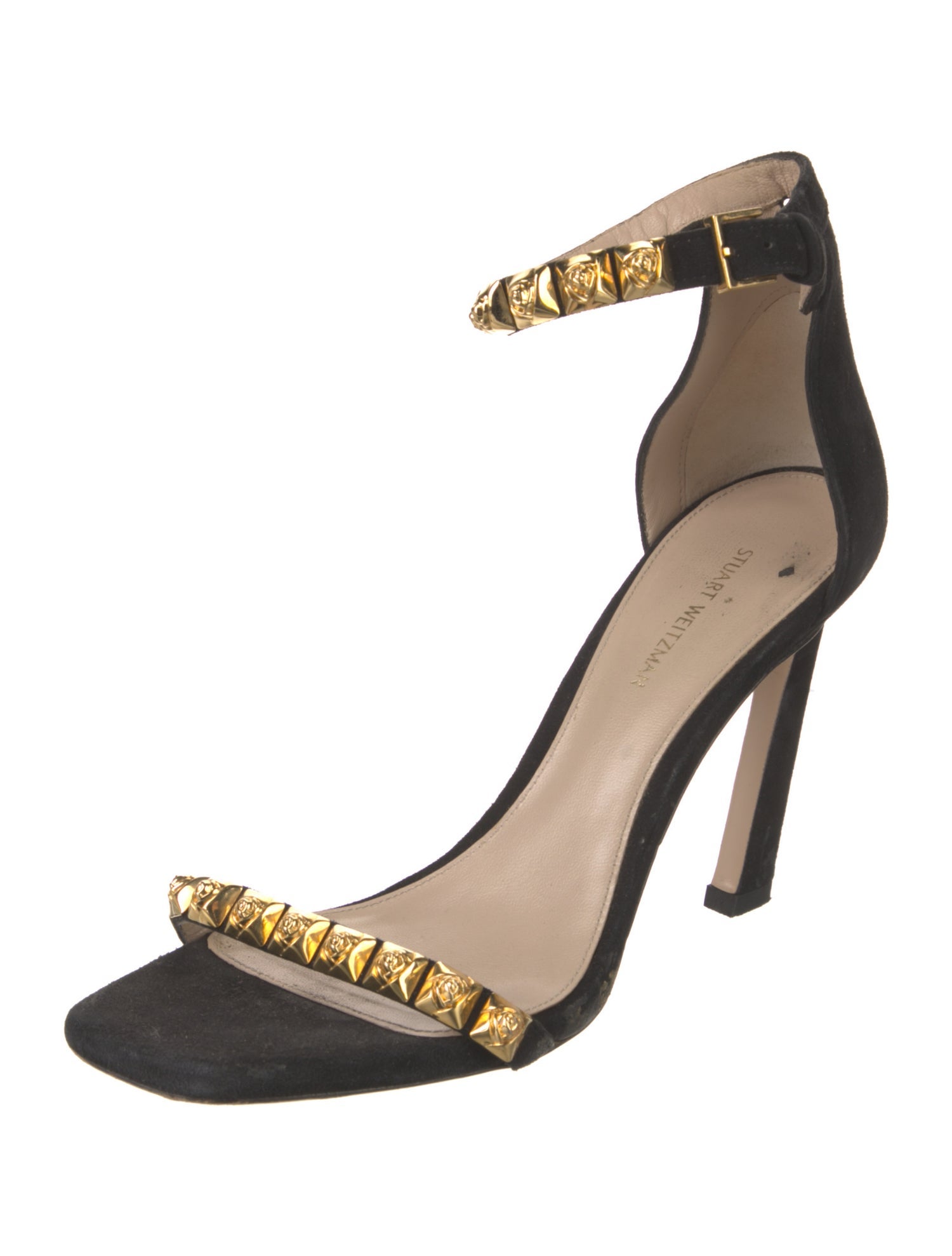 Stuart Weitzman Suede Studded Accents Sandals