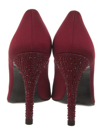 Stuart Weitzman Satin Crystal Embellishments Pumps