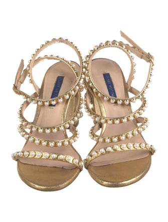 Stuart Weitzman Leather Studded Accents Sandals