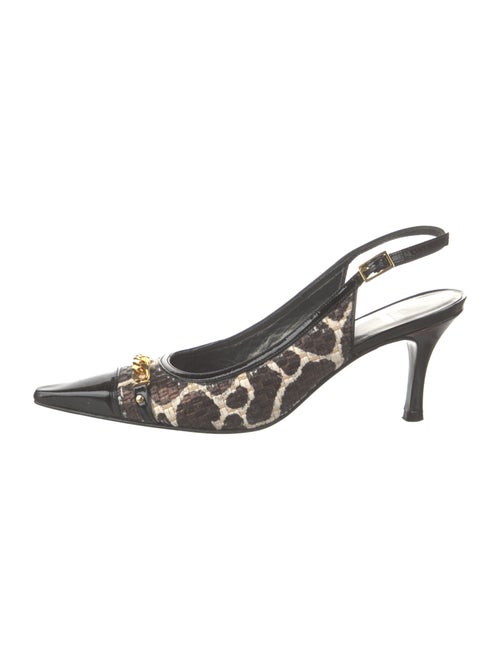 Stuart Weitzman Leather Animal Print Slingback Pumps