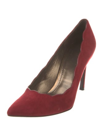 Stuart Weitzman Suede Scalloped Accent Pumps