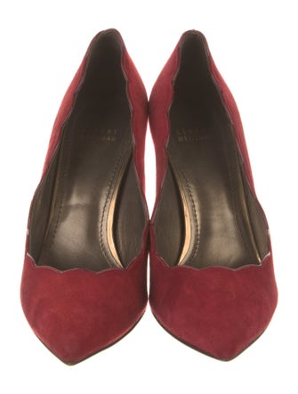 Stuart Weitzman Suede Scalloped Accent Pumps