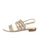 Stuart Weitzman Leather Chain-Link Accents Slingback Sandals