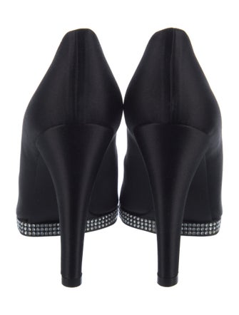 Stuart Weitzman Satin Crystal Embellishments Pumps