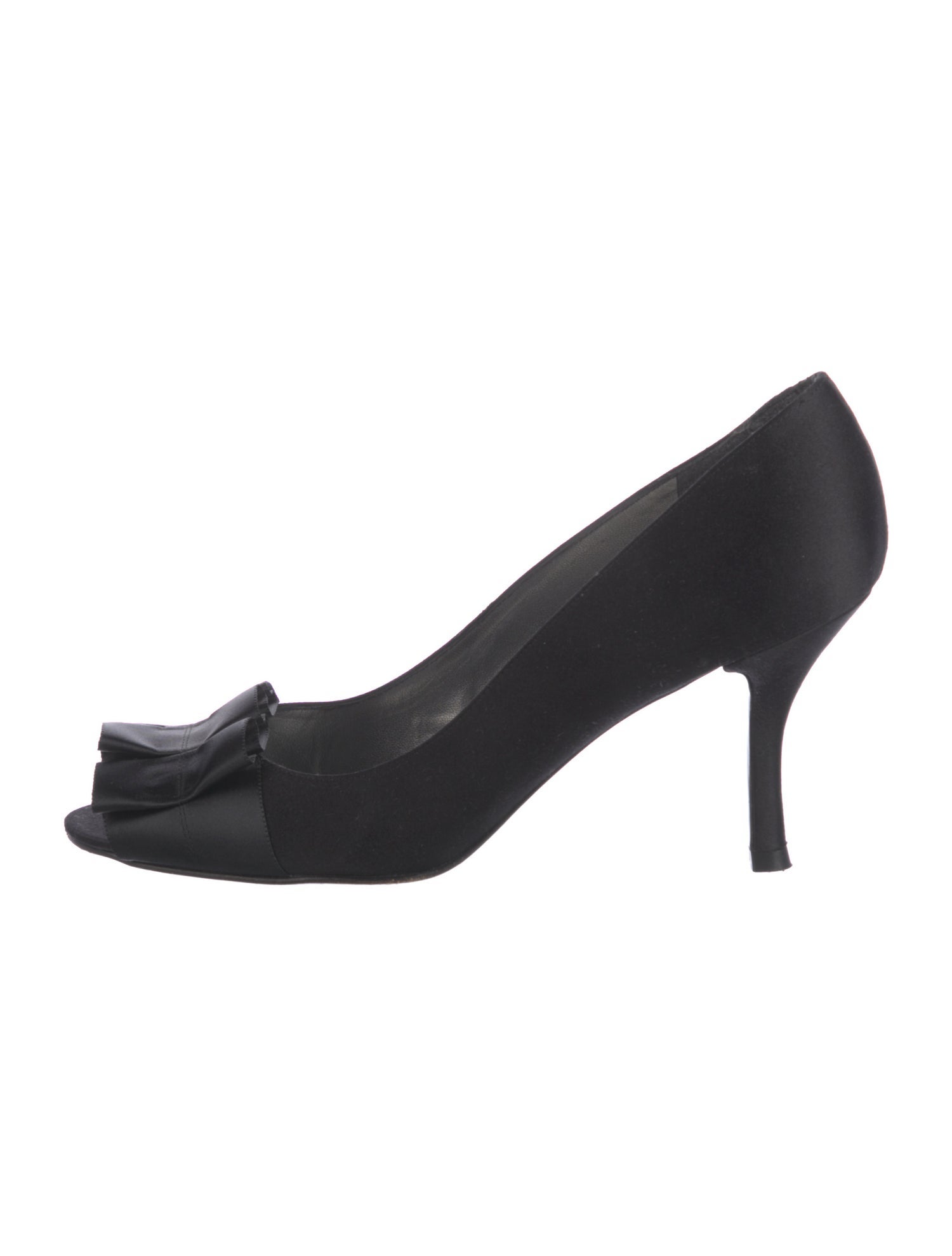 Stuart Weitzman Satin Ruffle Embellishment Pumps