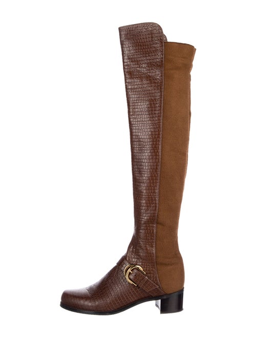 Stuart Weitzman Embossed Leather Animal Print Boots