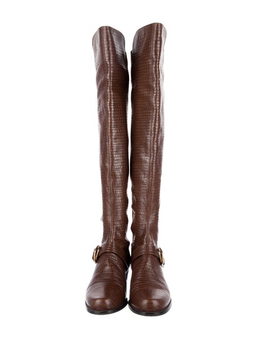 Stuart Weitzman Embossed Leather Animal Print Boots