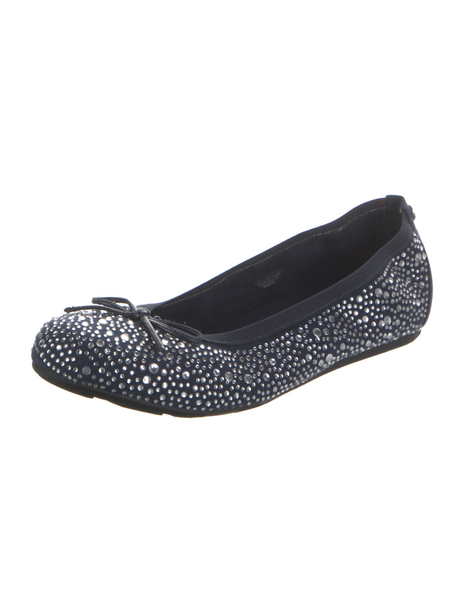 Stuart Weitzman Suede Crystal Embellishments Ballet Flats