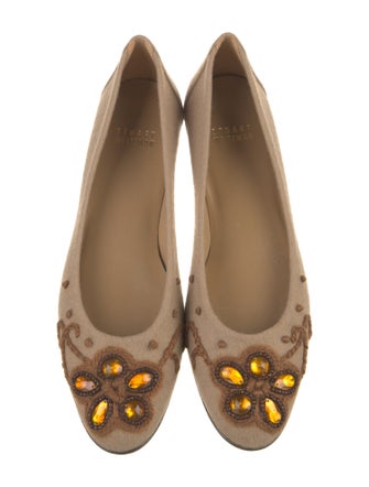 Stuart Weitzman Suede Crystal Embellishments Flats