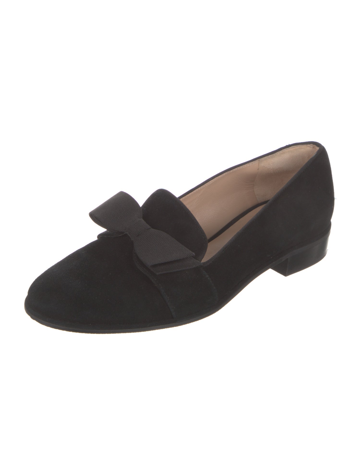 Stuart Weitzman Suede Bow Accents Loafers