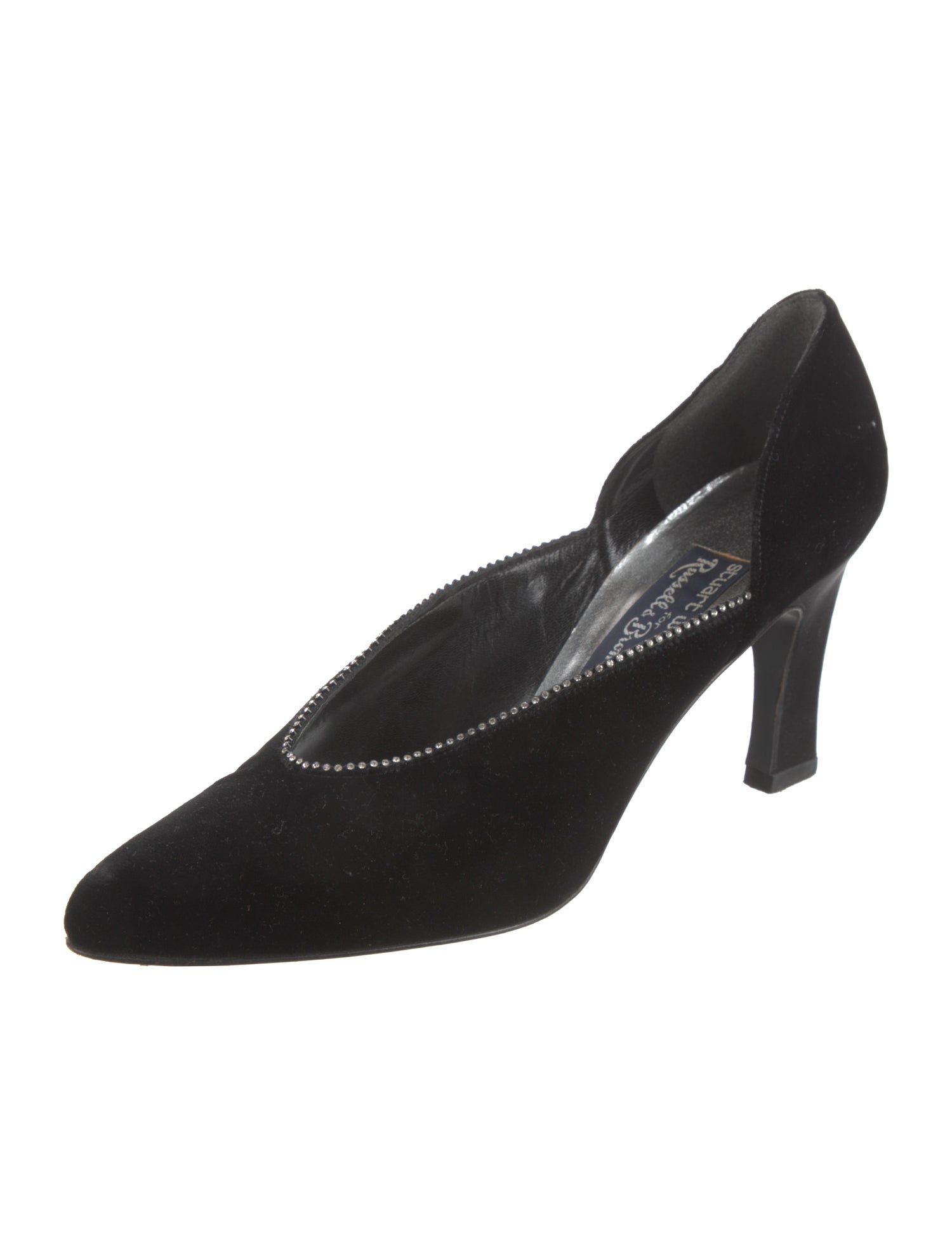 Stuart Weitzman Velvet Crystal Embellishments D'Orsay Pumps
