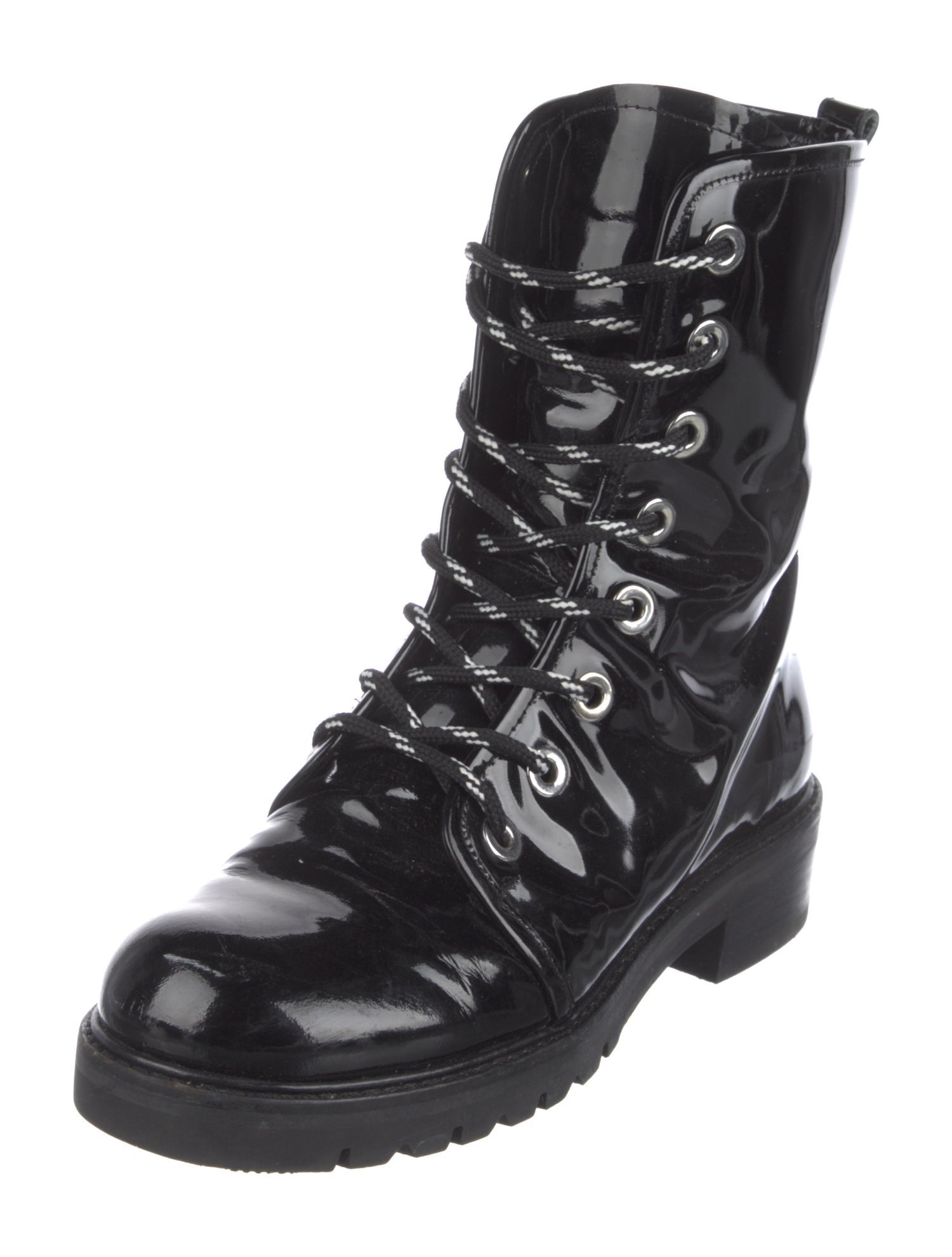 Stuart Weitzman Patent Leather Combat Boots