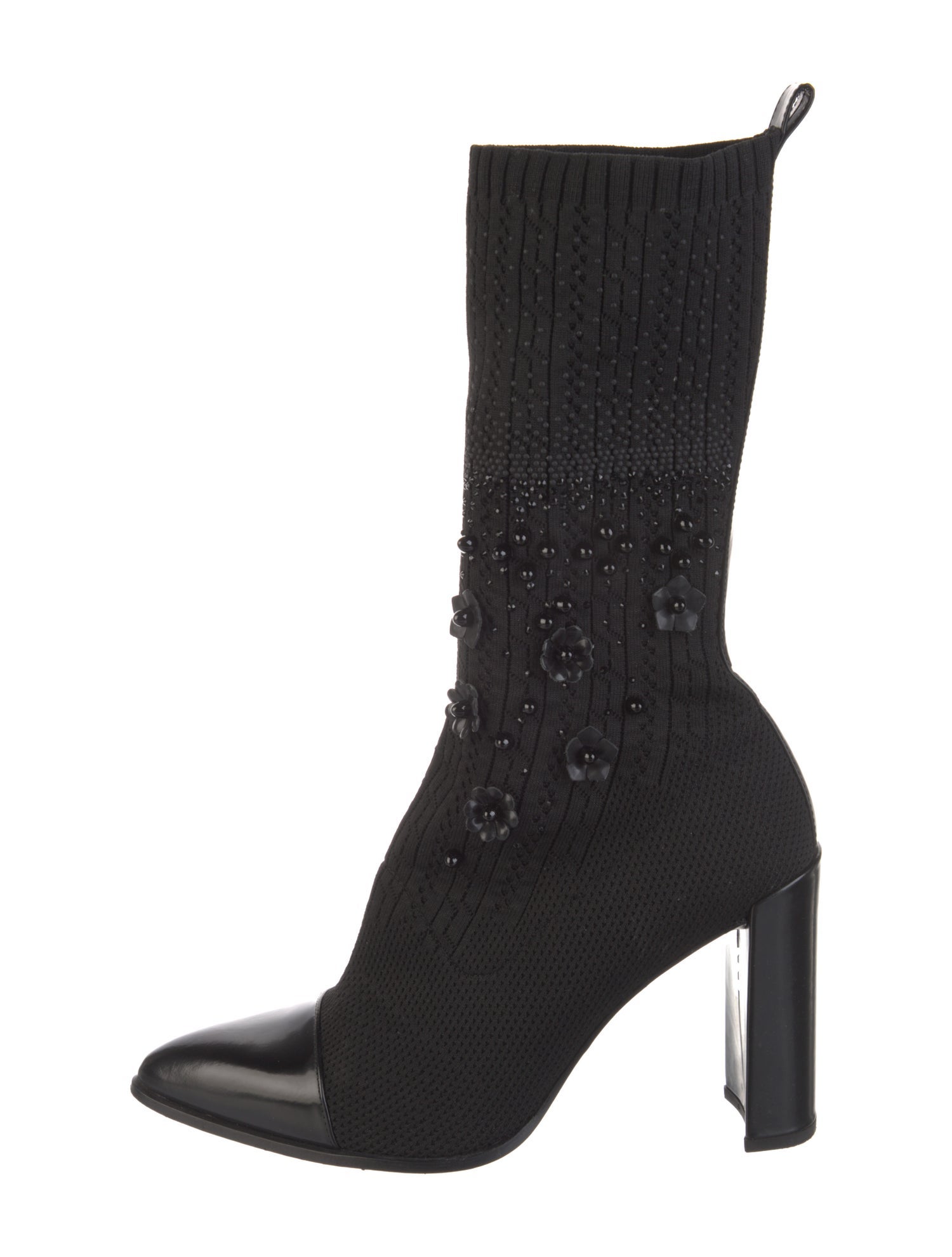 Stuart Weitzman Camellia Accent Beaded Accents Sock Boots