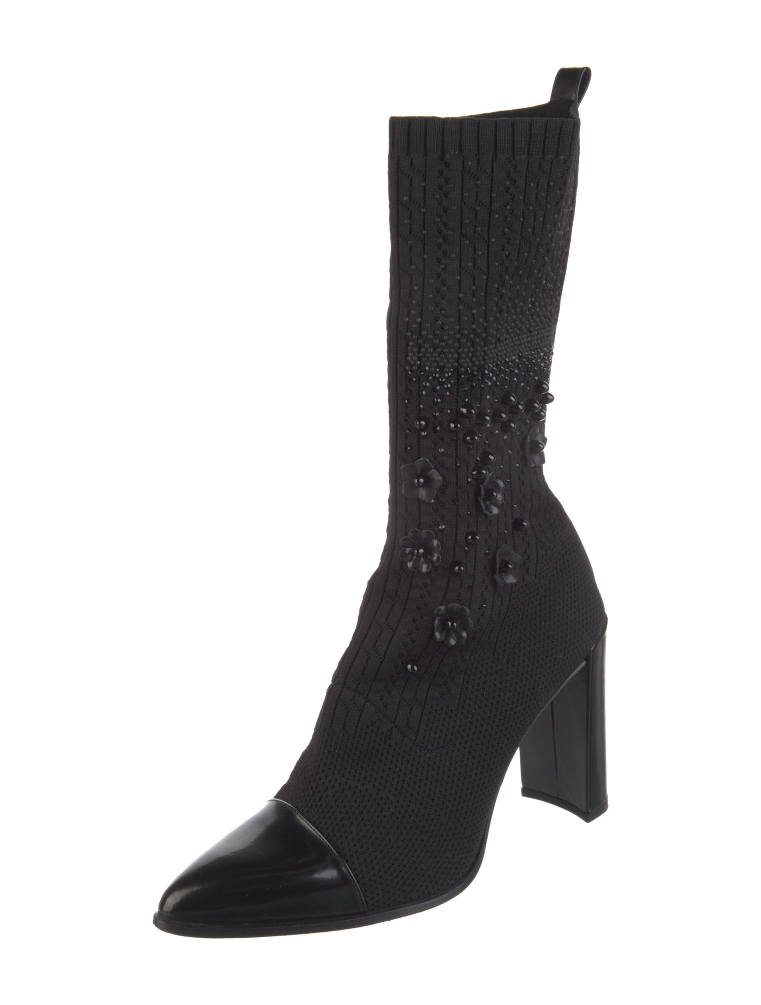 Stuart Weitzman Camellia Accent Beaded Accents Sock Boots