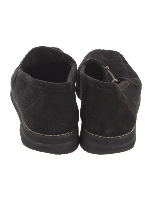 Stuart Weitzman Suede Crystal Embellishments Loafers