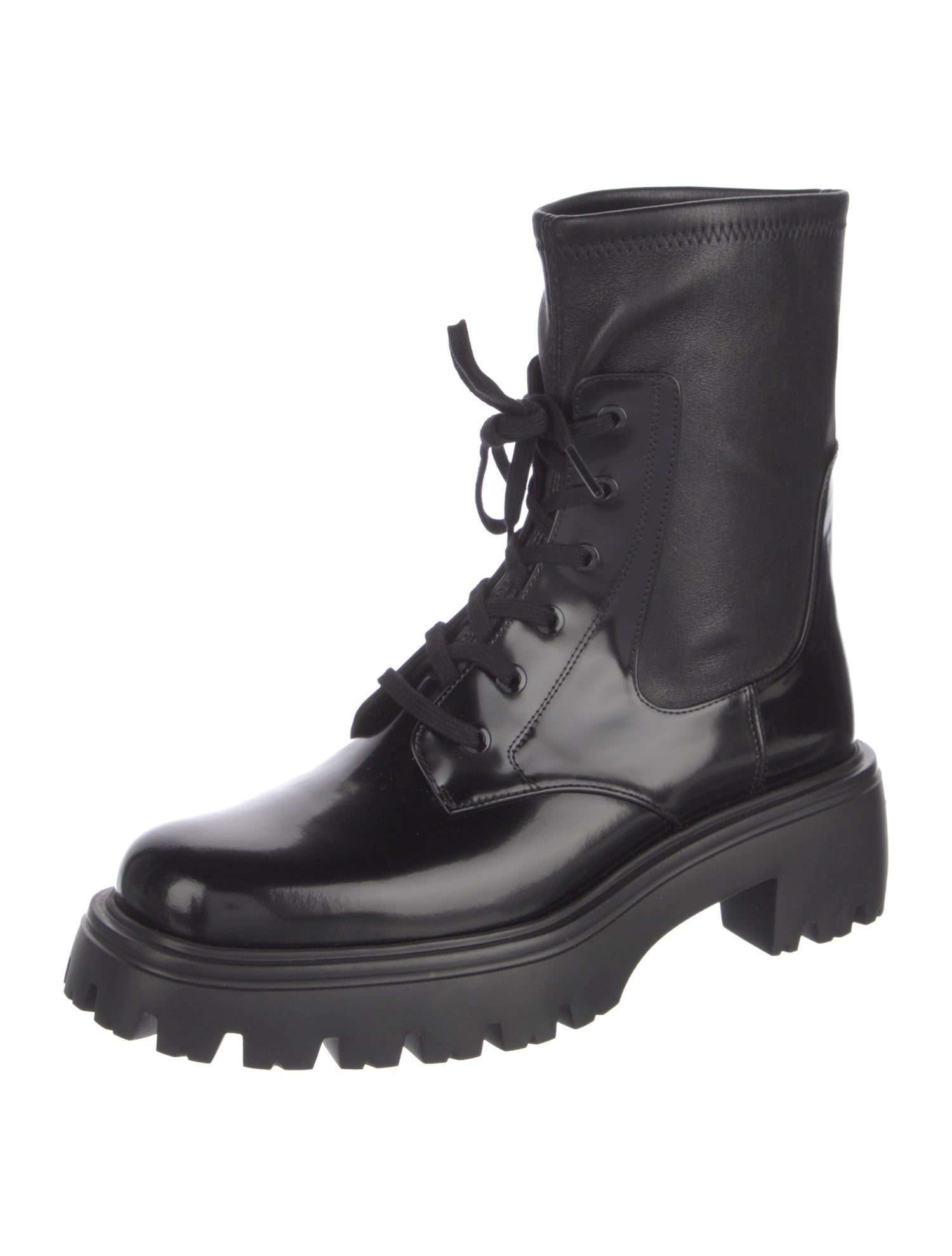 Stuart Weitzman Patent Leather Combat Boots