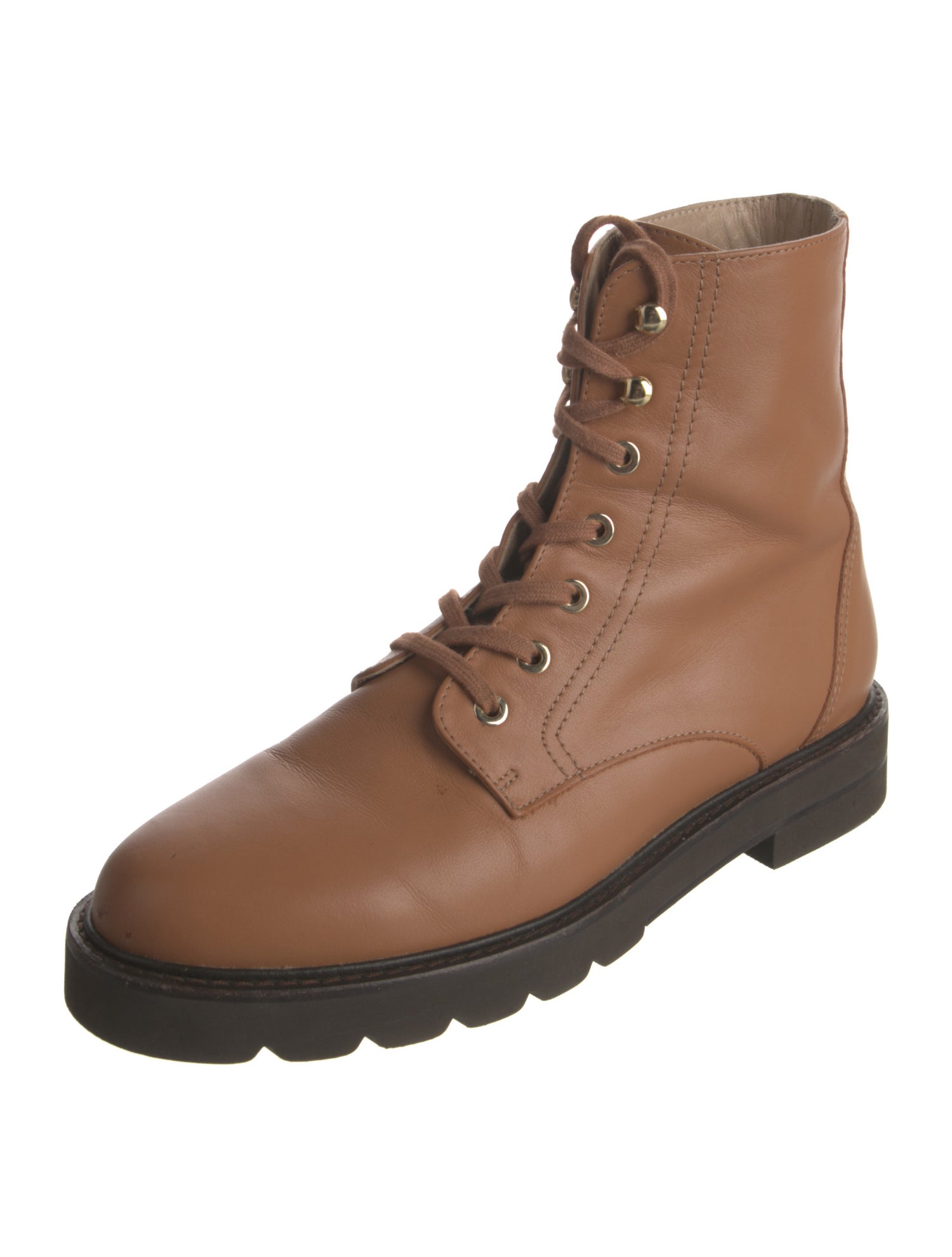 Stuart Weitzman Leather Colorblock Pattern Combat Boots