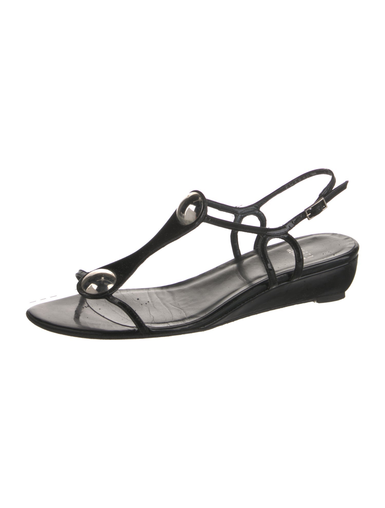 Stuart Weitzman Patent Leather T-Strap Sandals