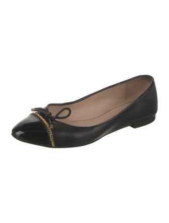 Stuart Weitzman Leather Chain-Link Accents Ballet Flats