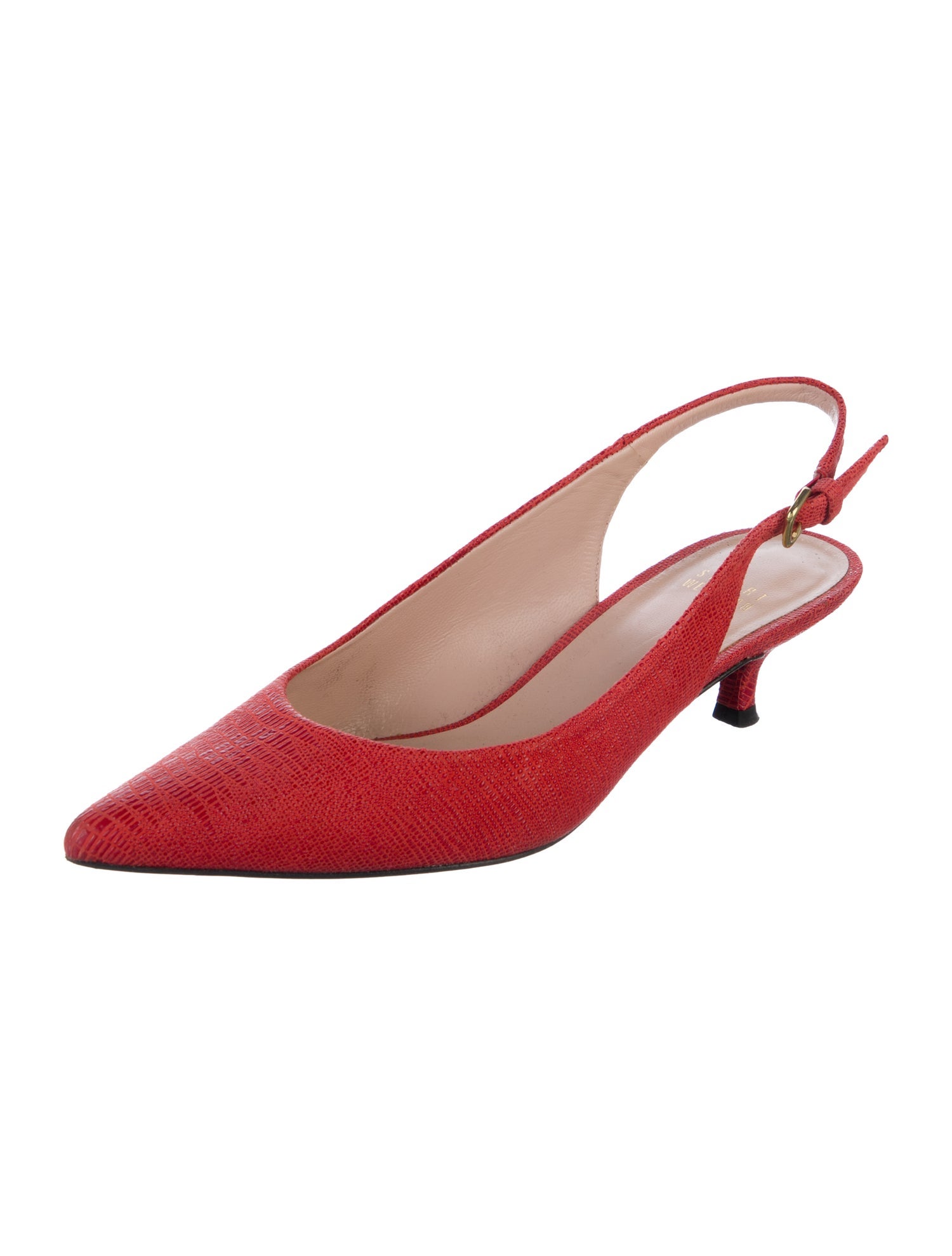 Stuart Weitzman Leather Animal Print Slingback Pumps