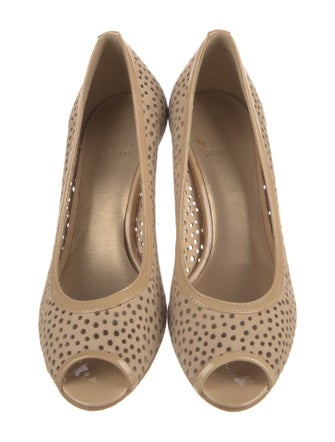 Stuart Weitzman Suede Lasercut Accents Pumps