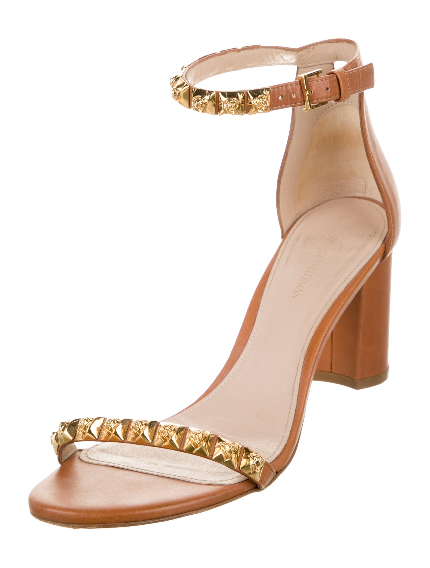 Stuart Weitzman Leather Studded Accents Sandals