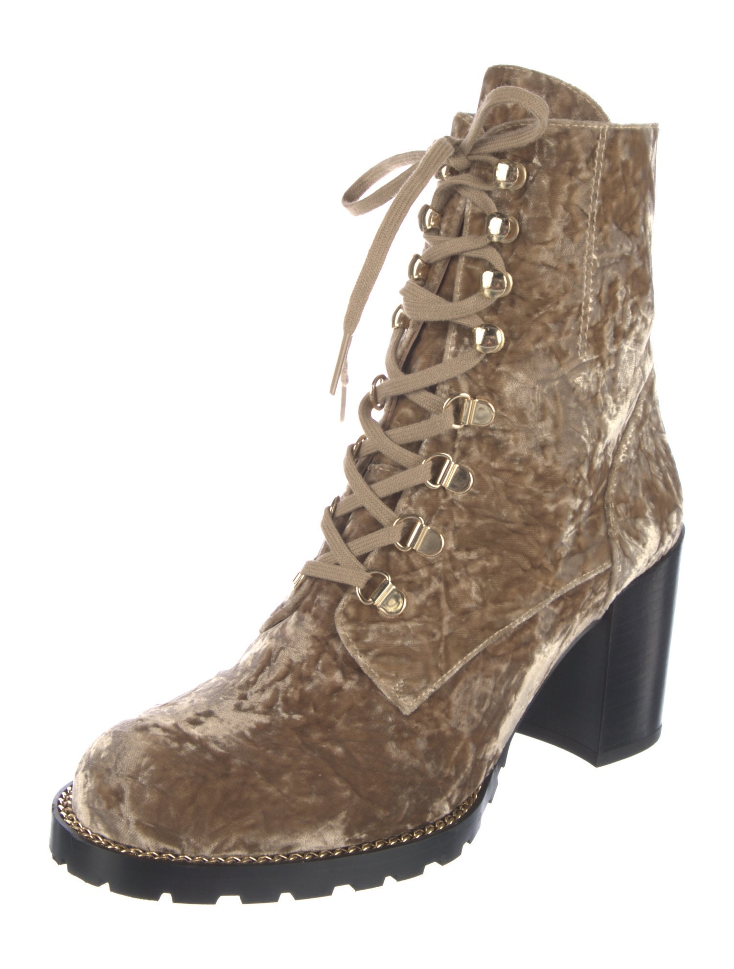 Stuart Weitzman Velvet Combat Boots