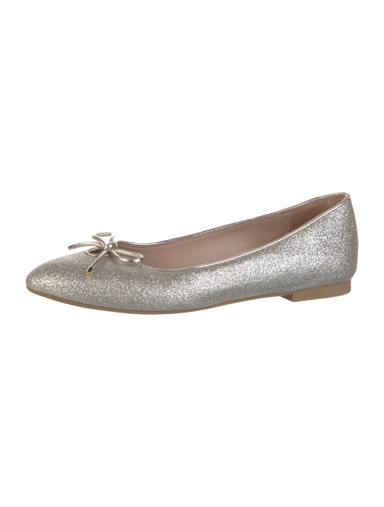 Stuart Weitzman Glitter Bow Accents Ballet Flats
