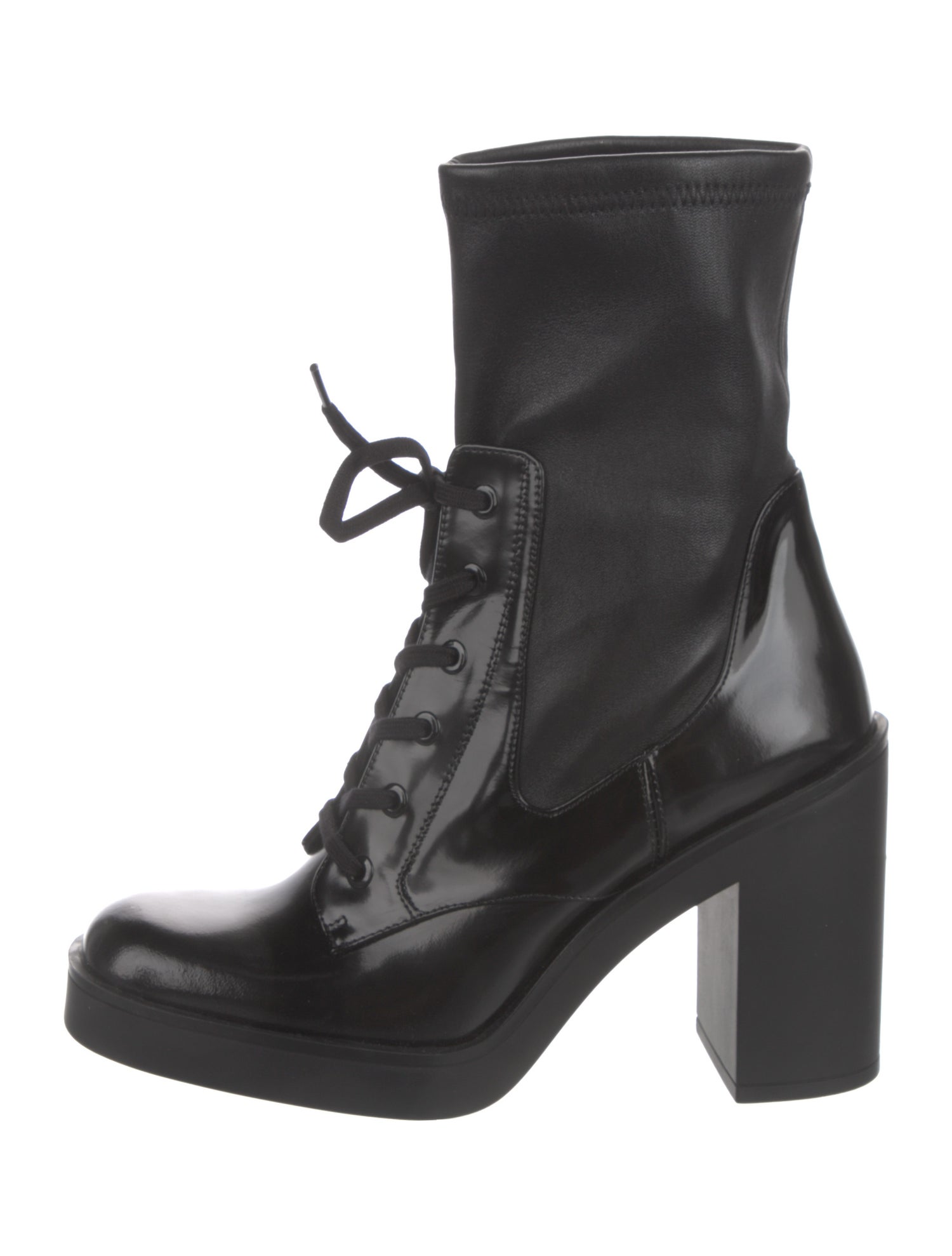 Stuart Weitzman Patent Leather Lace-Up Boots