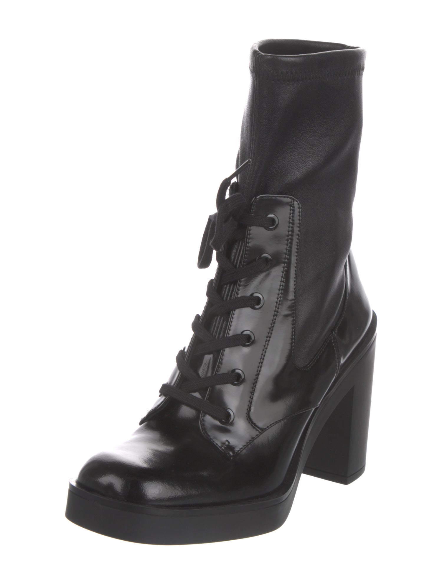 Stuart Weitzman Patent Leather Lace-Up Boots