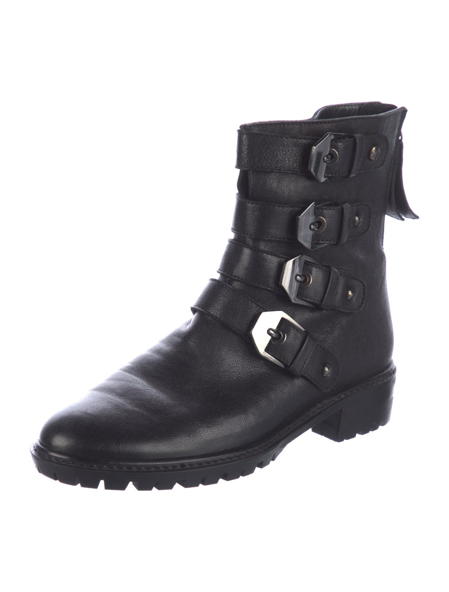 Stuart Weitzman Leather Moto Boots