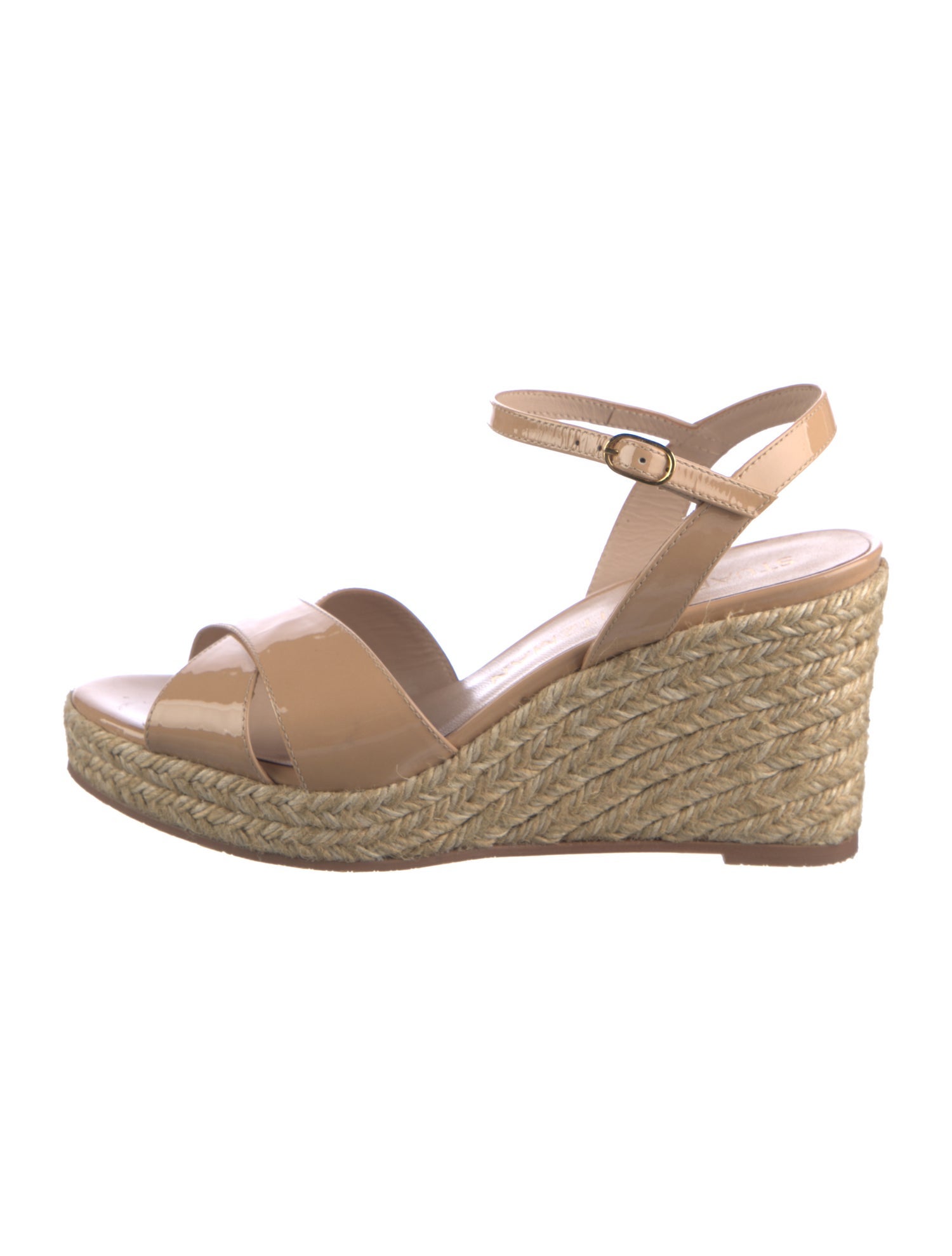 Stuart Weitzman Patent Leather Colorblock Pattern Espadrilles