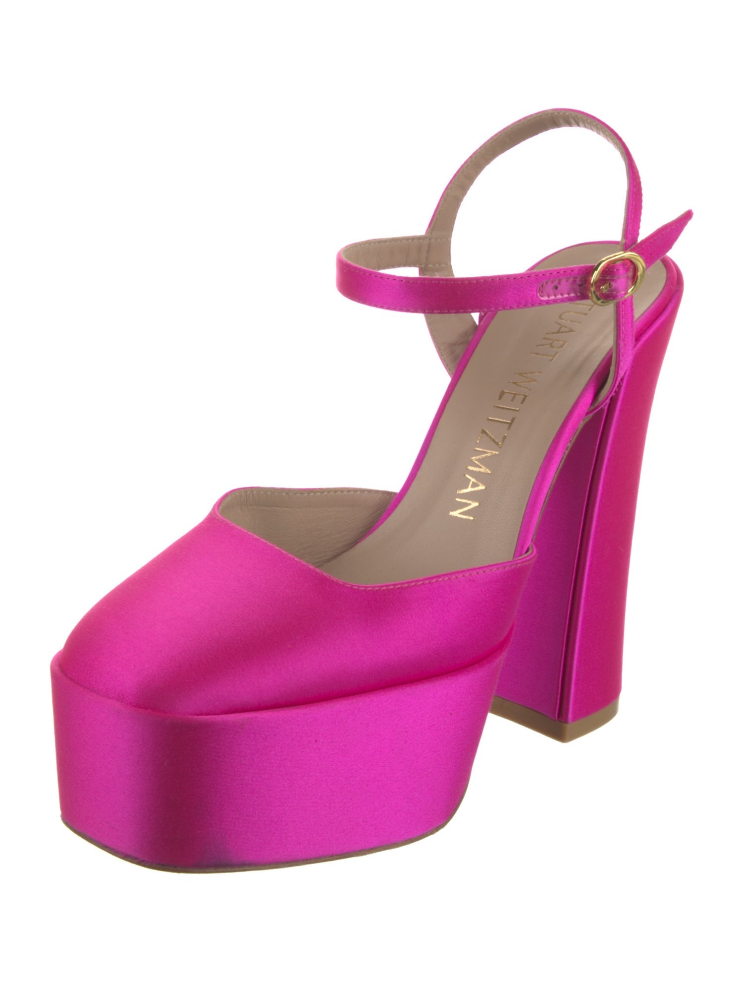 Stuart Weitzman Faux Pearl Accents Satin Slingback Pumps