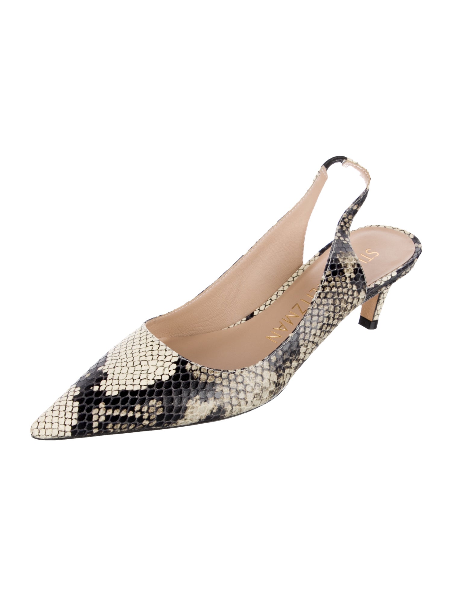 Stuart Weitzman Embossed Leather Animal Print Slingback Pumps