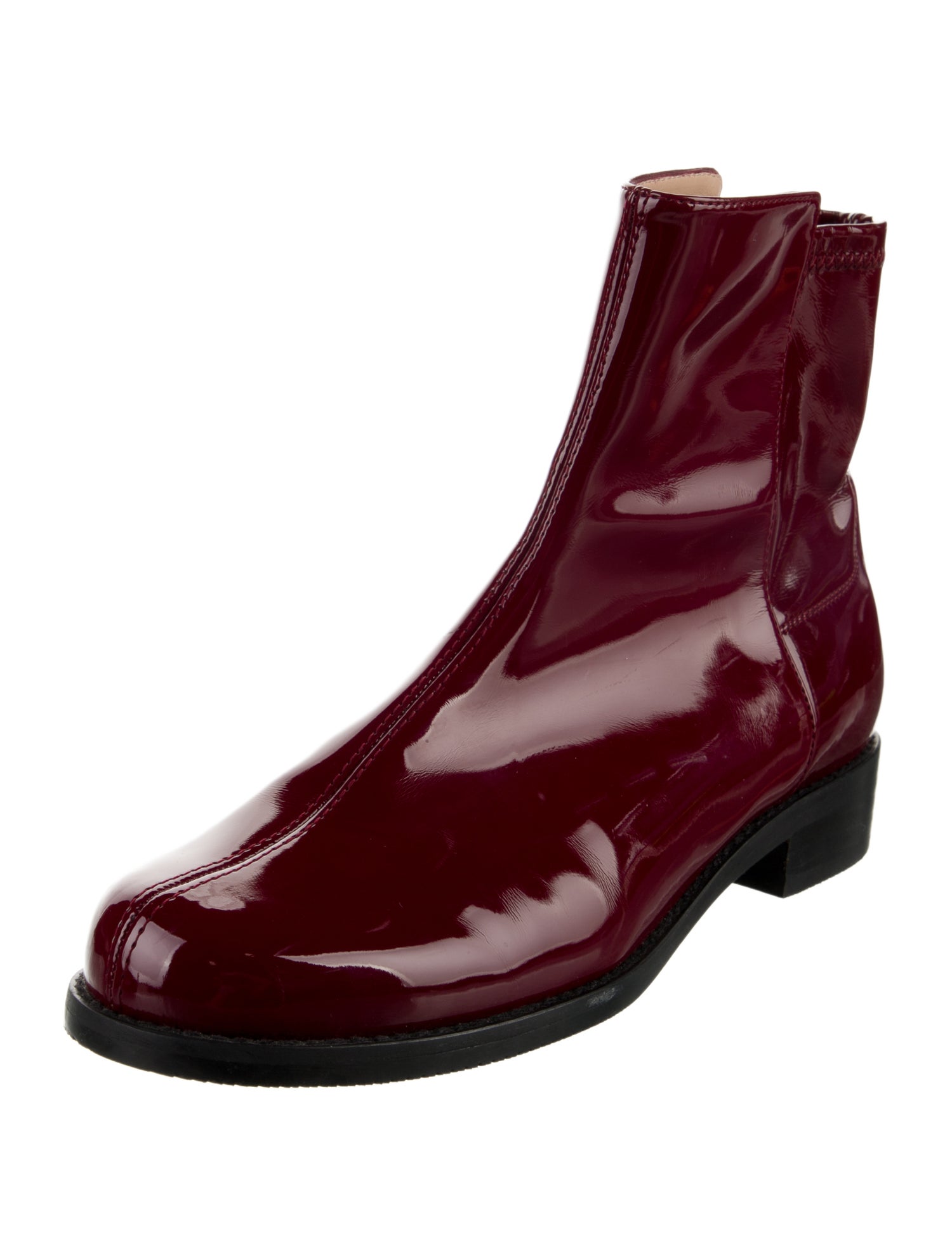 Stuart Weitzman Patent Leather Moto Boots