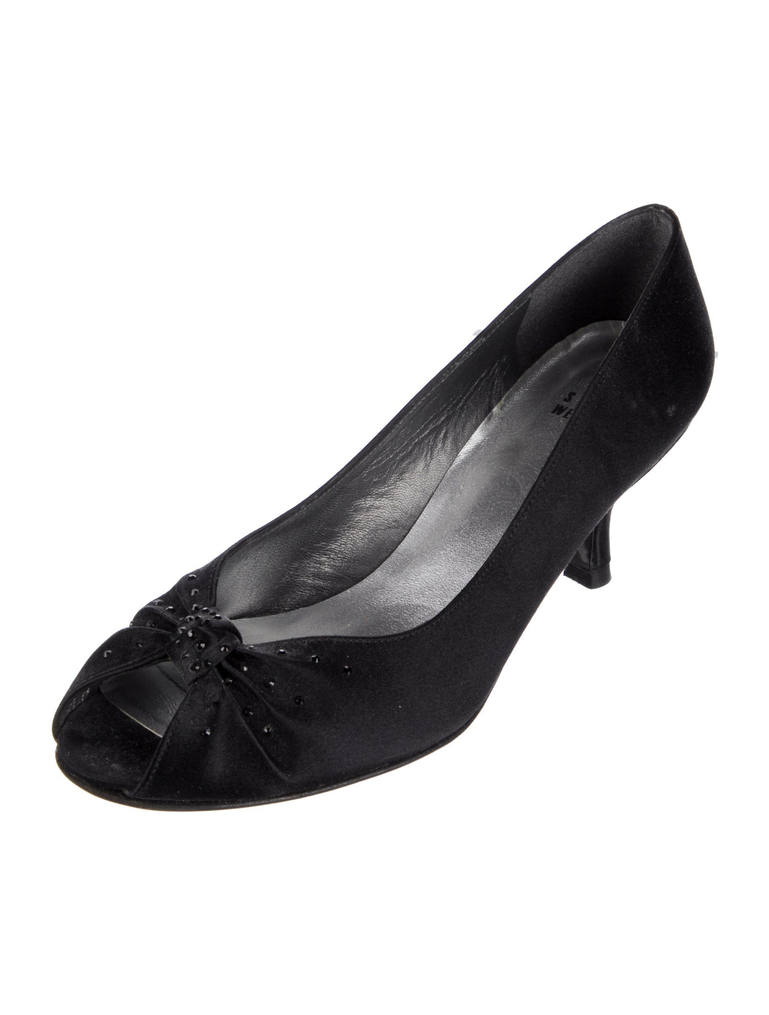 Stuart Weitzman Satin Crystal Embellishments Pumps