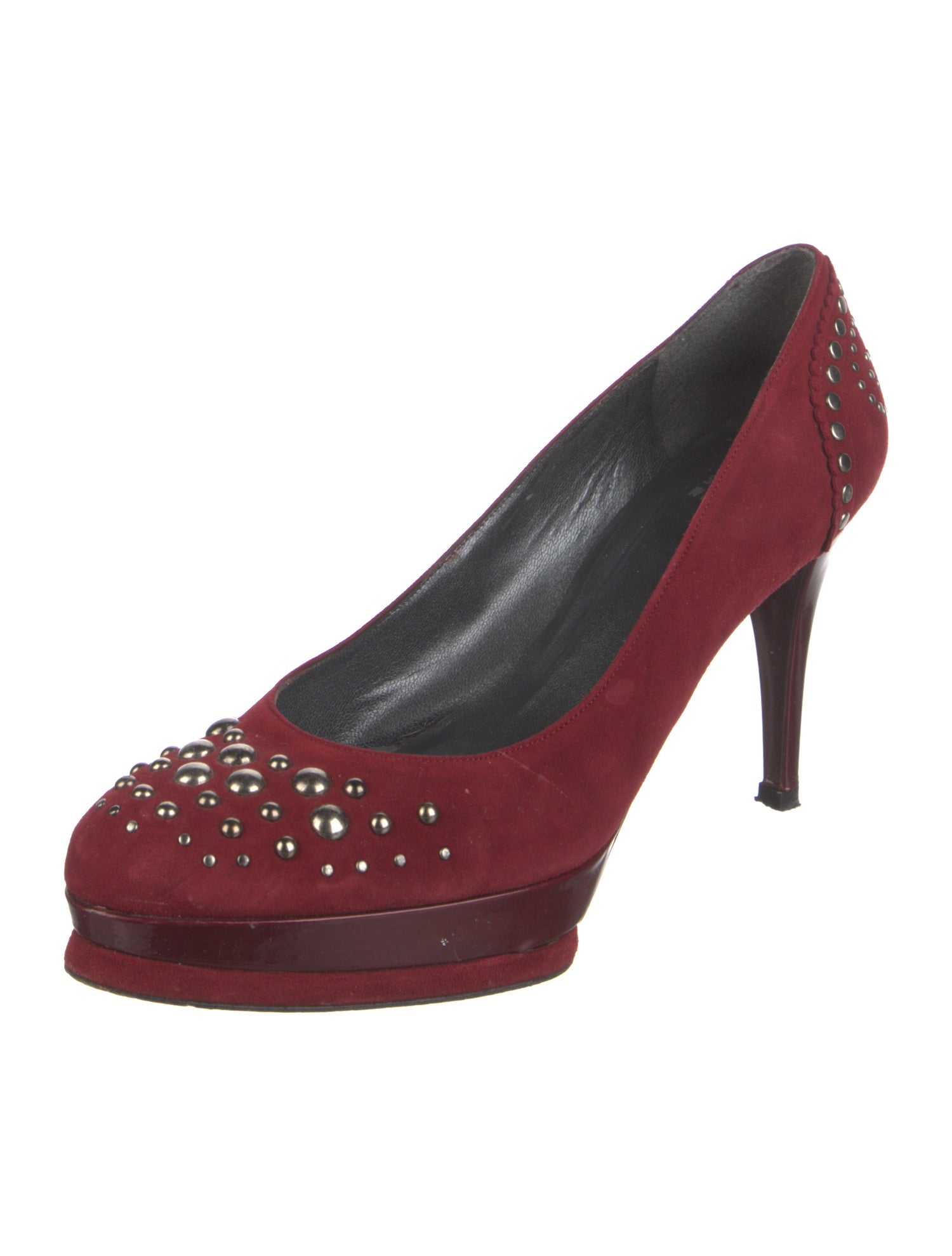 Stuart Weitzman Suede Studded Accents Pumps