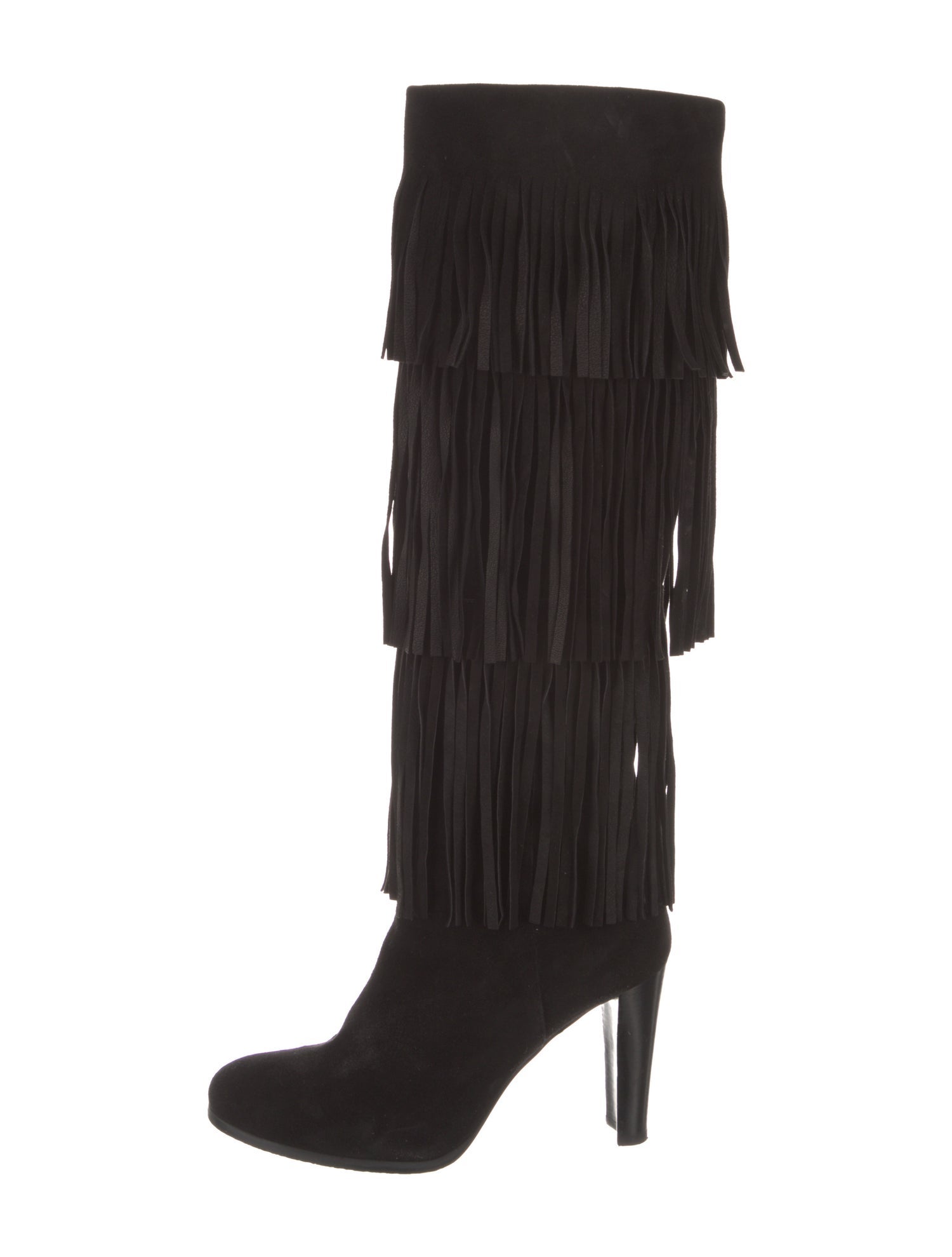 Stuart Weitzman Suede Fringe Trim Accent Boots