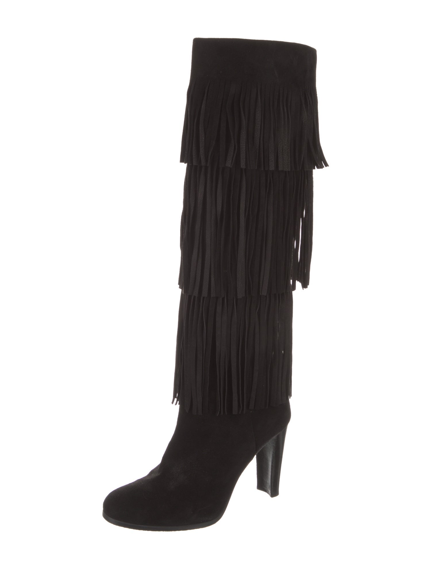 Stuart Weitzman Suede Fringe Trim Accent Boots