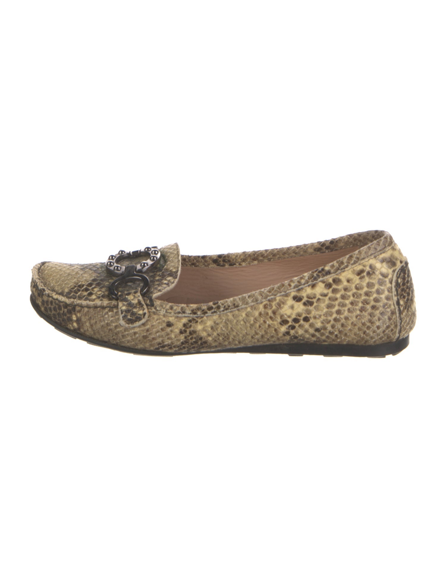 Stuart Weitzman Embossed Leather Animal Print Loafers